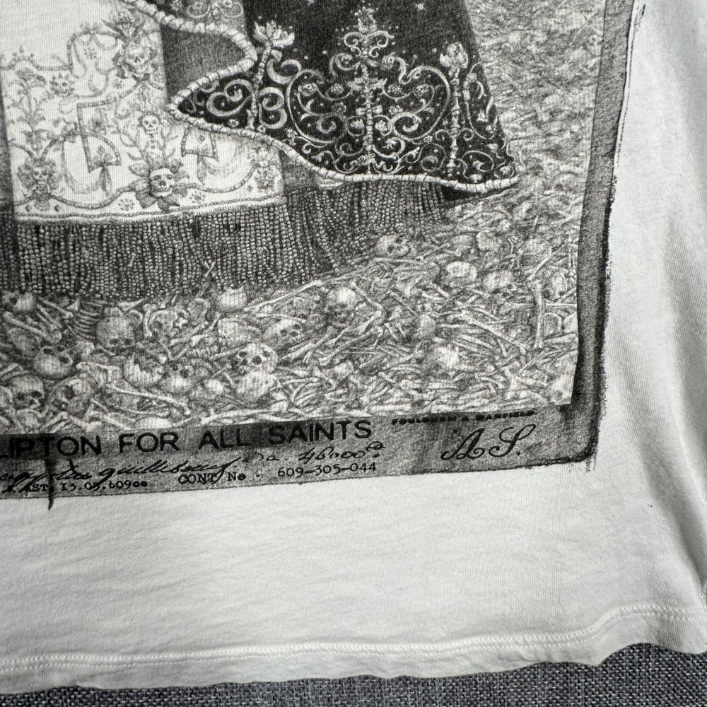 AllSaints x Laurie Lipton Queens of Bones Tee Womens 12 White Skeleton Graphic - Picture 9 of 11